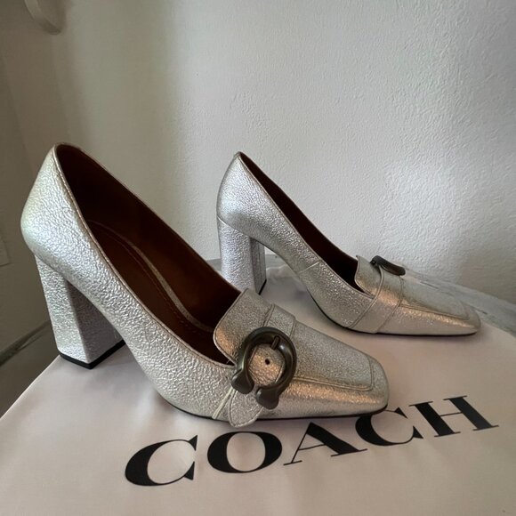 COACH Metallic Silver Elegant Jade Pump Size 7 - Picture 4 of 12